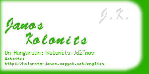 janos kolonits business card